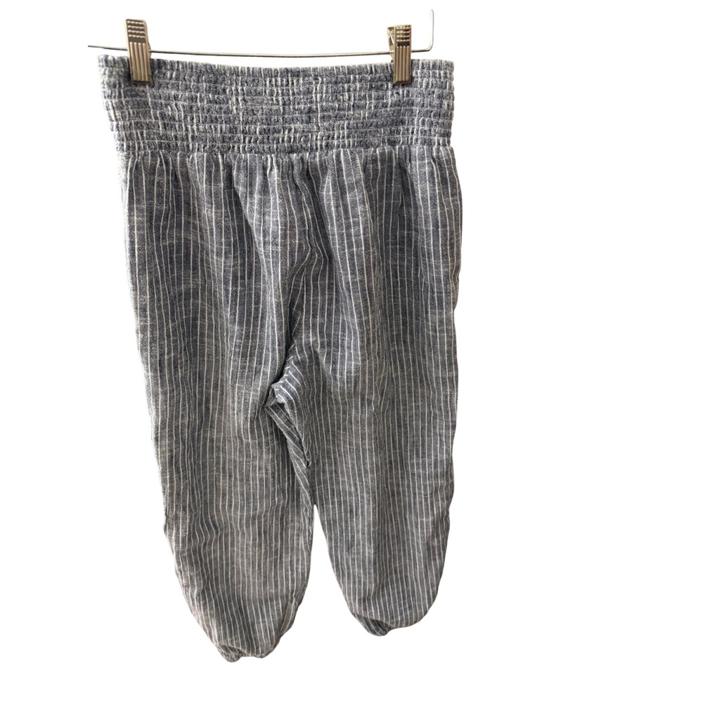 Aerie American Eagle Jogger Pants Women Small Blue Excellent Striped Linen Blend - Picture 6 of 9